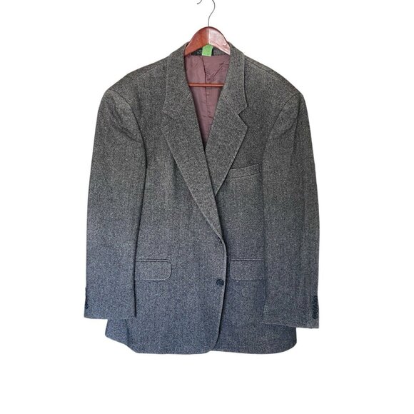 Christian Aujard Gray Herringbone Camel Hair Blend Blazer Men's 46R 2 Button
